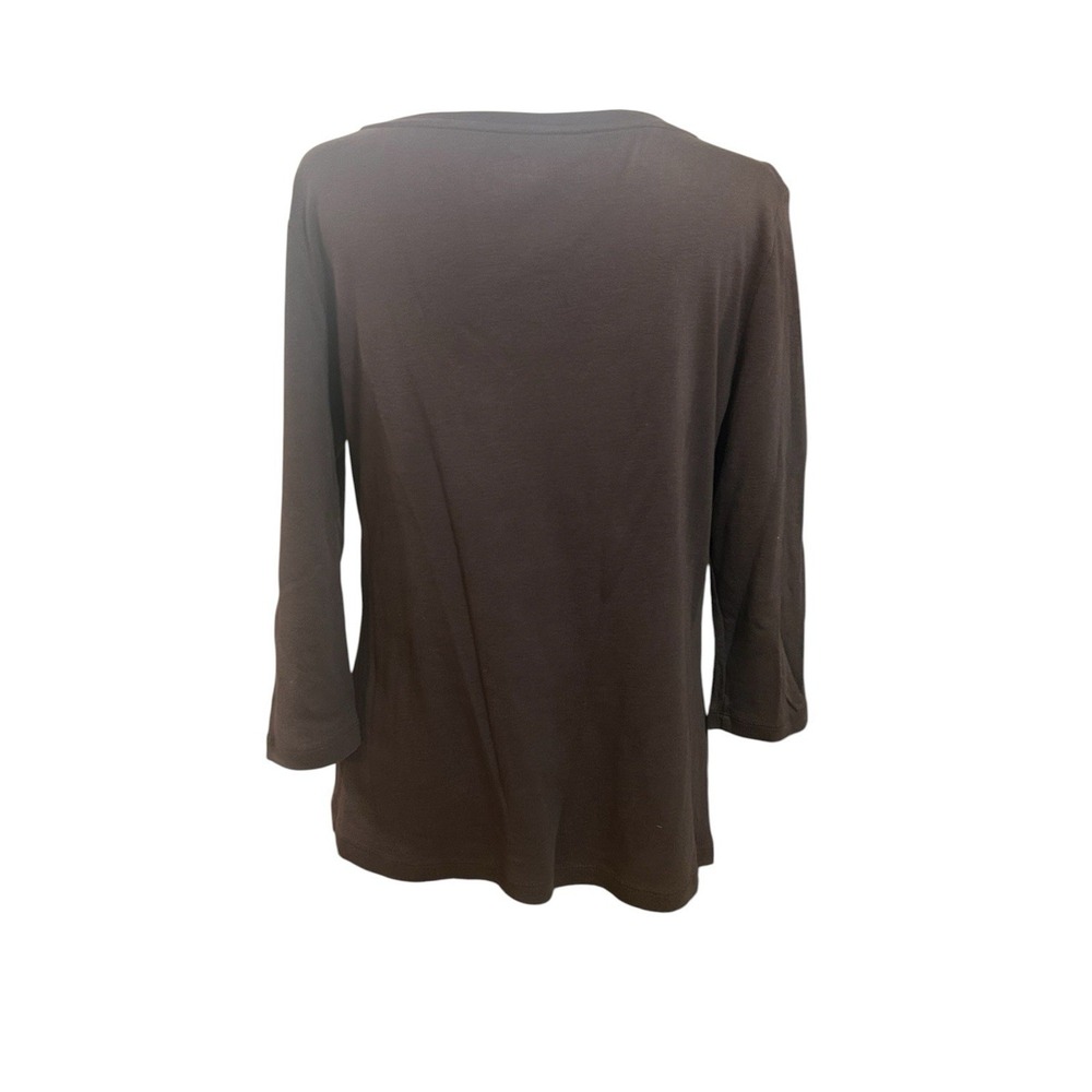 Talbots 3/4 Sleeve Tee Shirt Jersey Brown Cotton SZ L - Picture 4 of 5